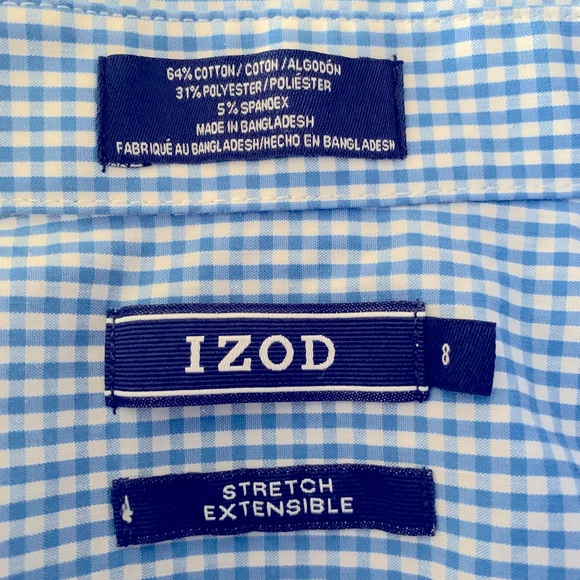 Boys Izod Blue Gingham Shirt - Picture 3 of 3